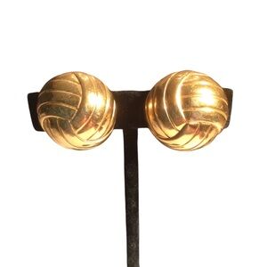 Monet Vintage Gold Knot Clip-On Earrings Statement Jewelry